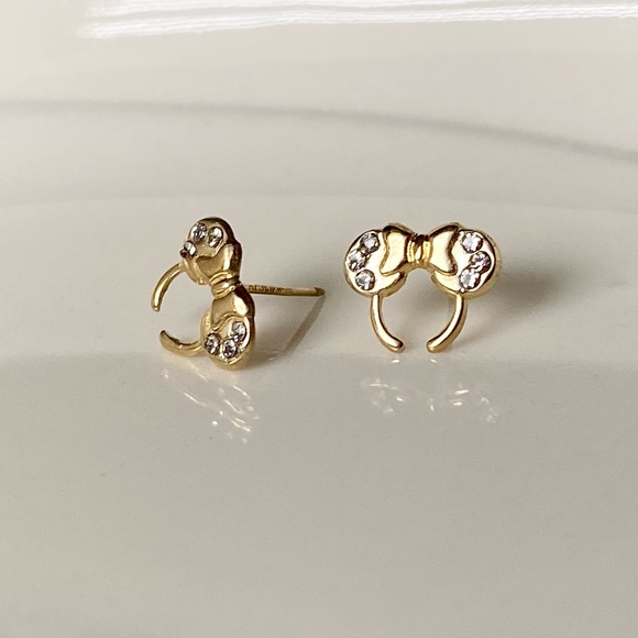 10k Solid Gold Minnie Mouse Earrings / Children’s Earrings /Gold Piercing Studs - Picture 13 of 14